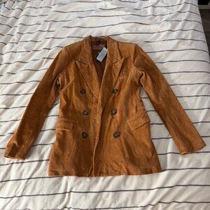 Blank NYC Double-Breasted Women's Rust Brown Suede Blazer size Medium